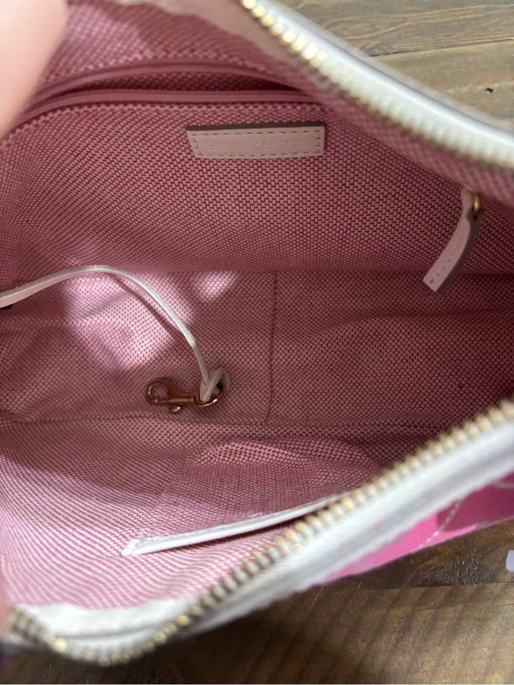 Dooney & Bourke Pink Jacquard Shoulder Bag with Cream Trim - Picture 6 of 14